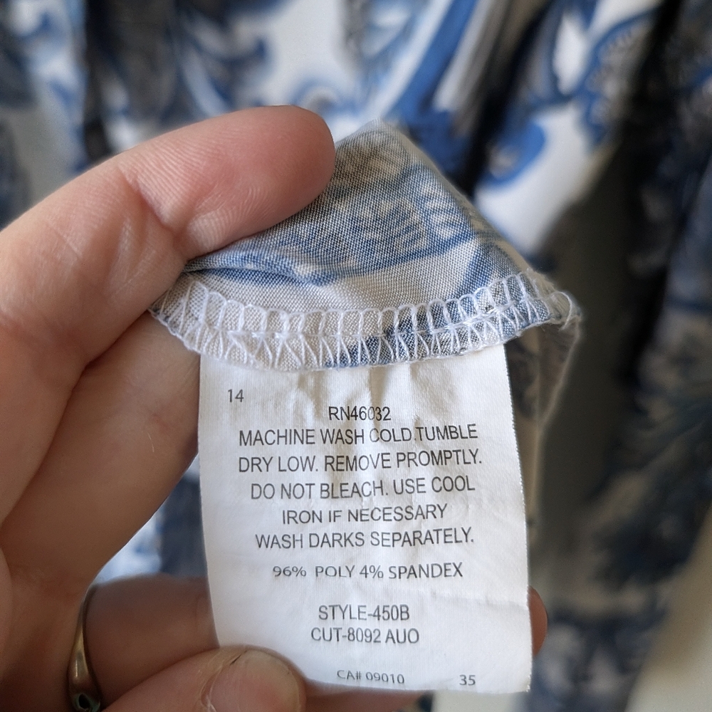 Nikki Floral Draped Tie Blouse Size Large - Picture 3 of 4